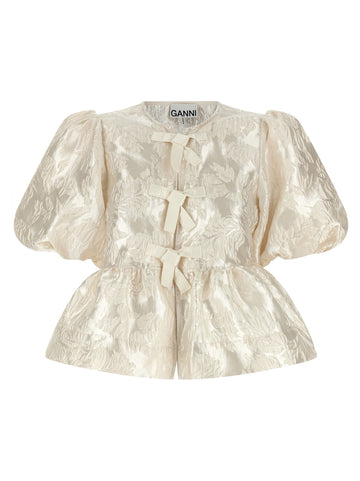 GANNI - 'Satin Peplum' blouse