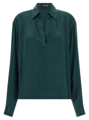 TOM FORD - Satin silk polo shirt