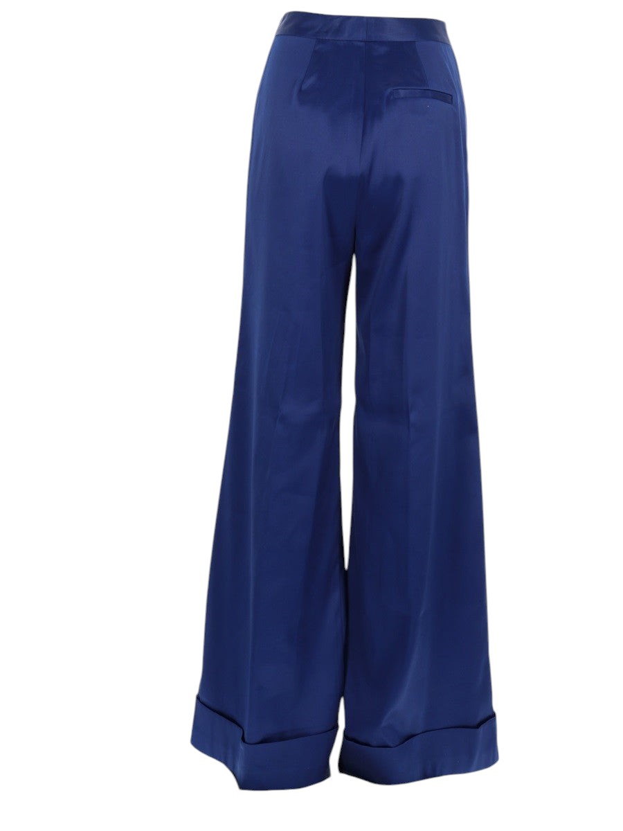 SELF-PORTRAIT - Wide-Leg Satin Trousers - Blue self-portrait-wide-leg-satin-trousers-blue-back-jpg