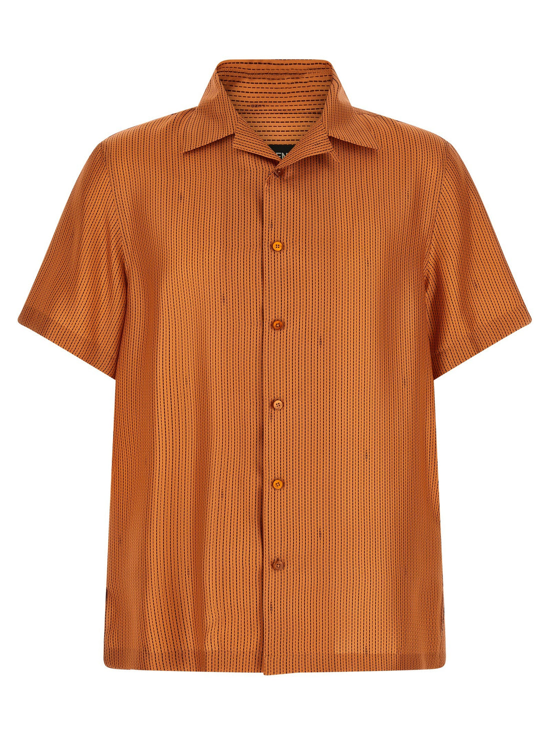 Fendi - 'Selleria' stitching silk shirt orange M