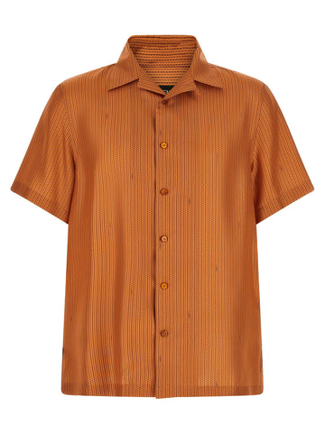 Fendi - 'Selleria' stitching silk shirt orange M