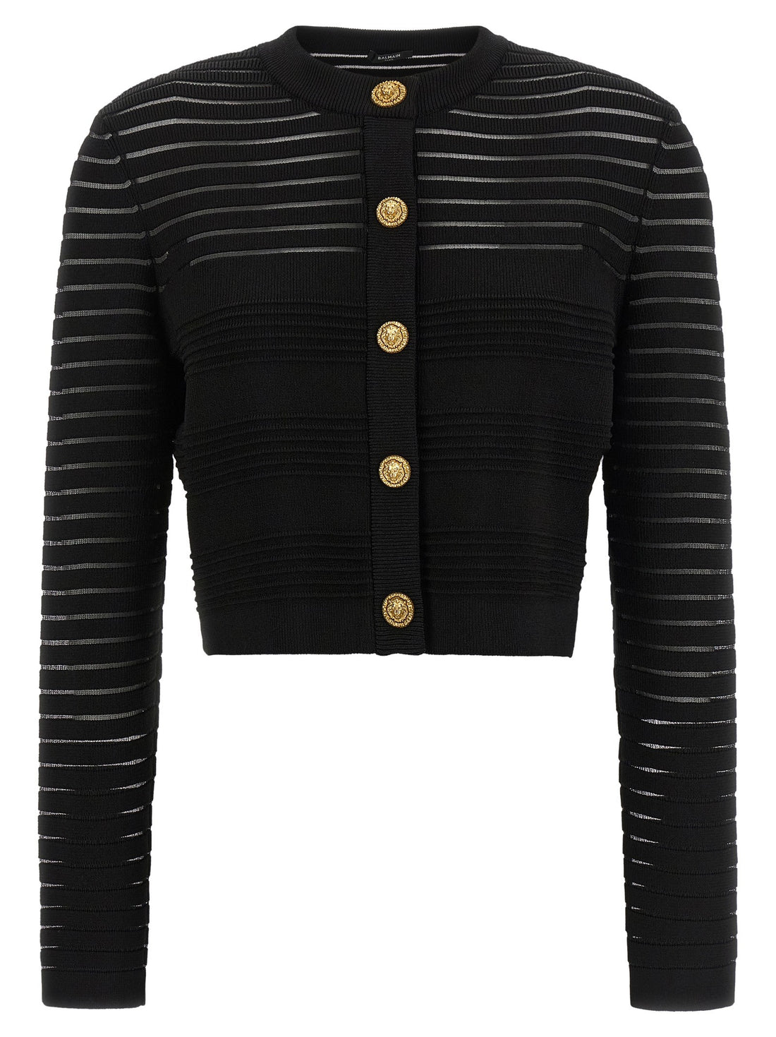 Balmain - Semi-transparent stripes cardigan Black