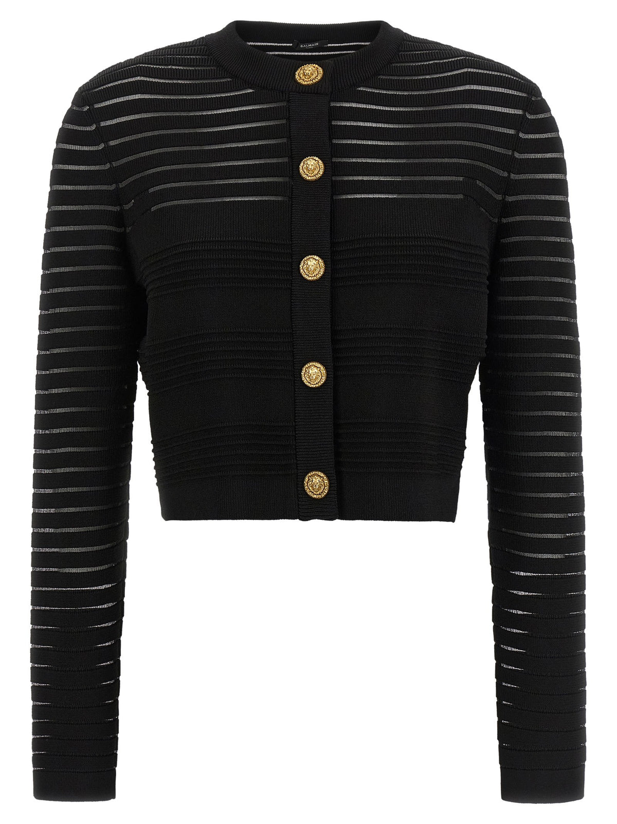 Balmain - Semi-transparent stripes cardigan Black