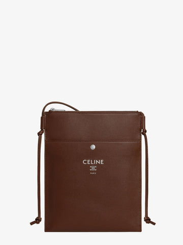 Celine Sharp leather crossbody bag with logo on the front Unisex