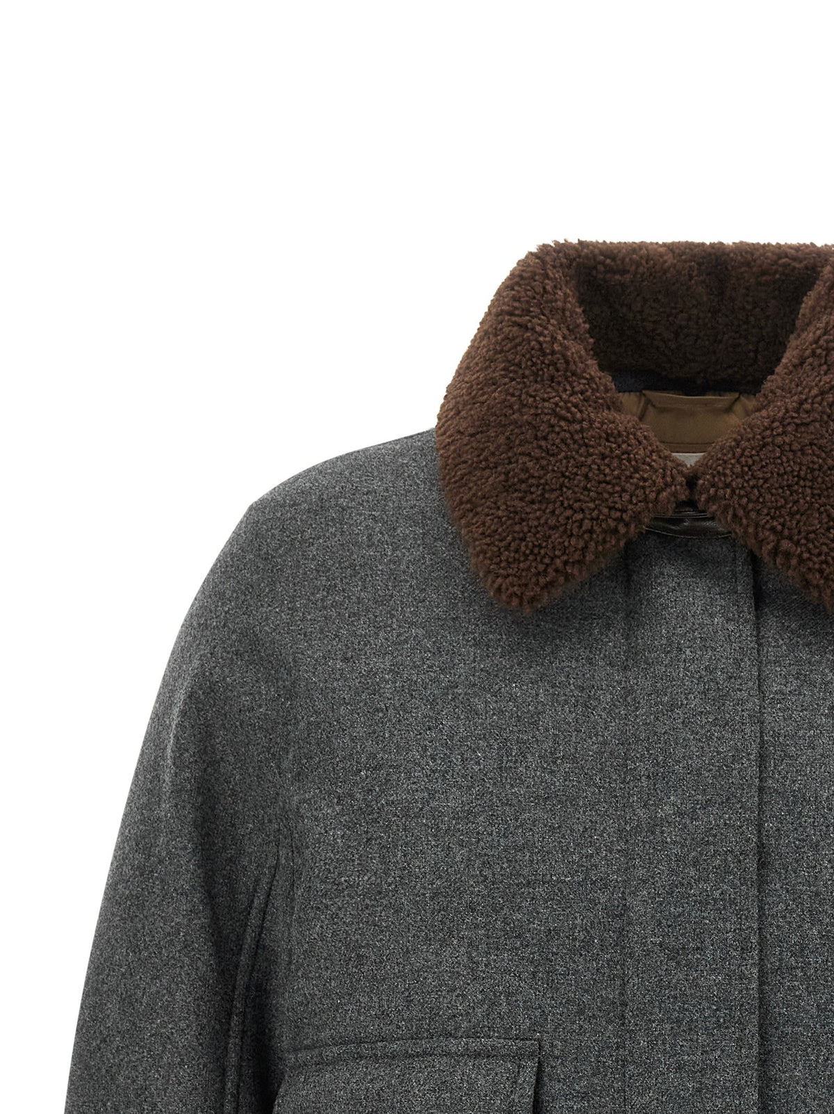 Brunello Cucinelli - Shearling collar cropped jacket