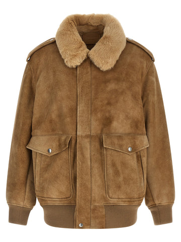 PRADA - Sheepskin bomber jacket beige 38 IT
