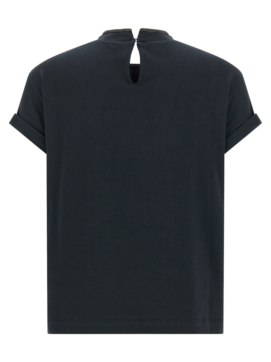 Brunello Cucinelli - 'Shiny Collar' T-shirt Blue