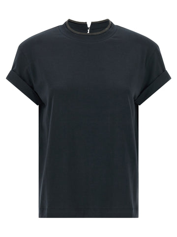 Brunello Cucinelli - 'Shiny Collar' T-shirt
