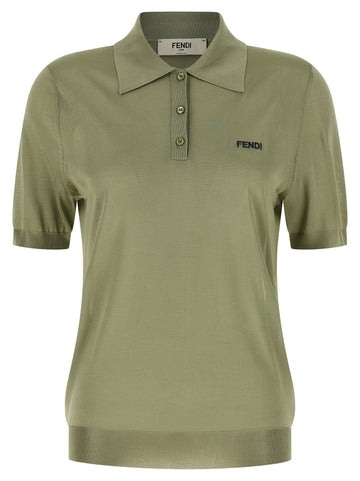 Fendi - Shiny viscose polo shirt