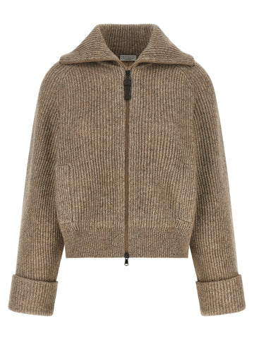 Brunello Cucinelli - 'Shiny Zipper Pull' cardigan