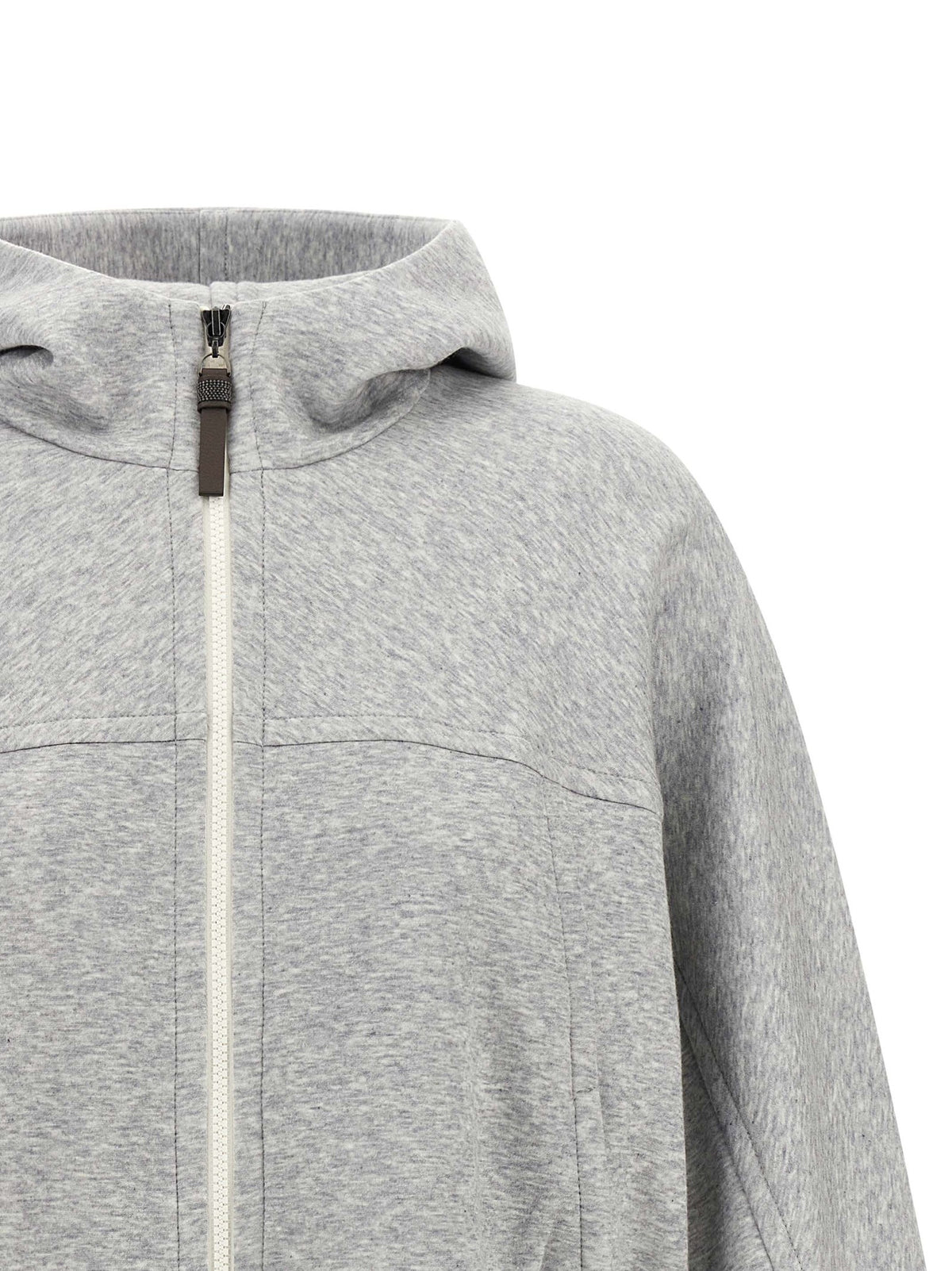 Brunello Cucinelli - 'Shiny Zipper Pull' cropped hoodie