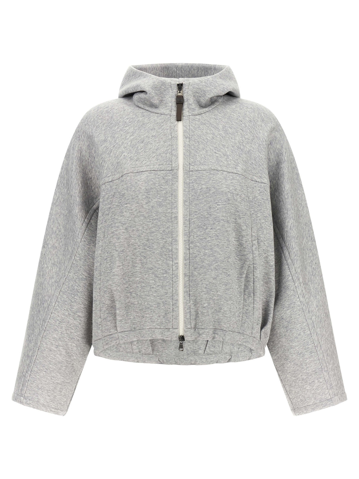 Brunello Cucinelli - 'Shiny Zipper Pull' cropped hoodie