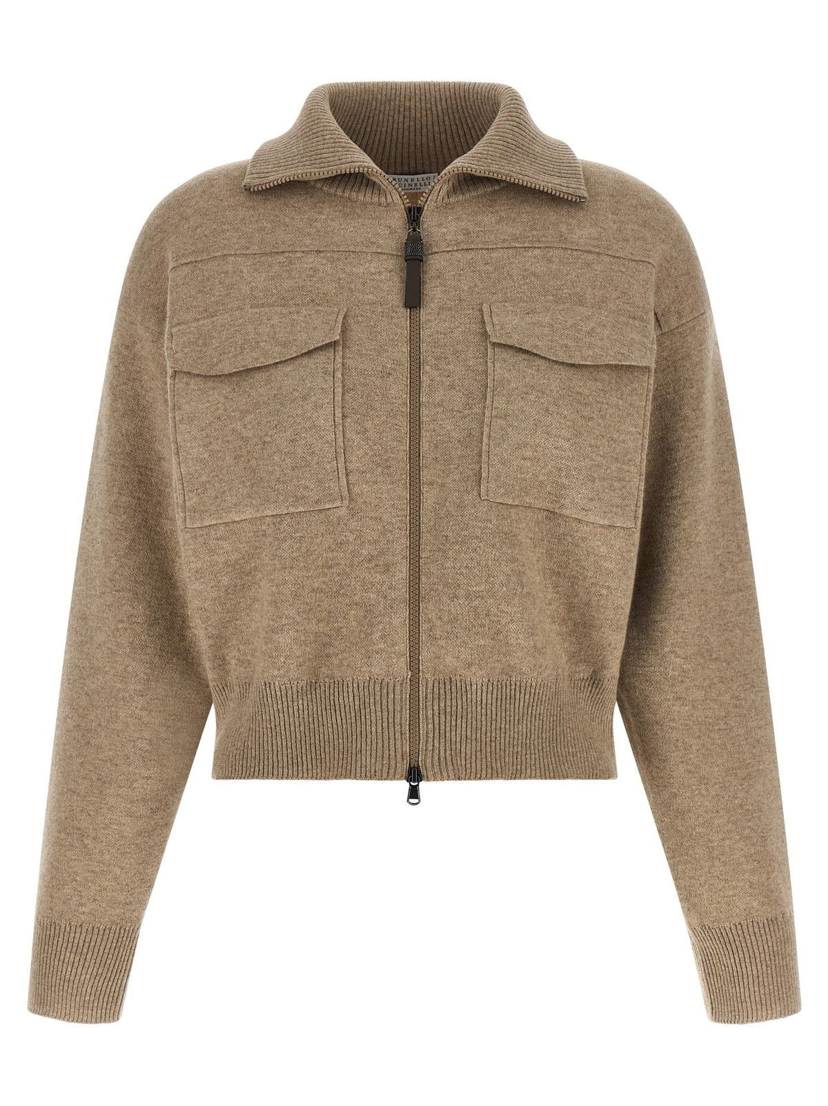 Brunello Cucinelli - 'Shiny Zipper Pull' Wool cardigan