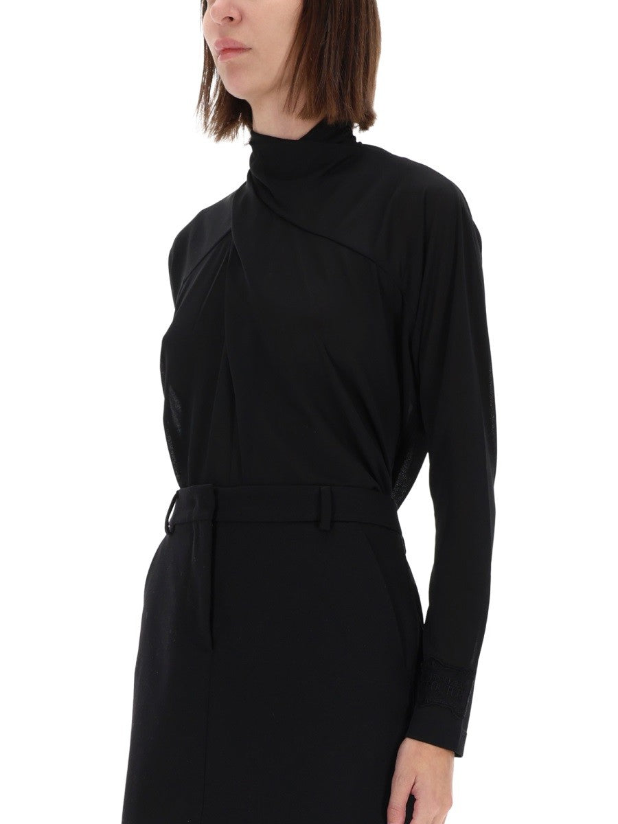 SHIRT WITH DRAPED COLLAR