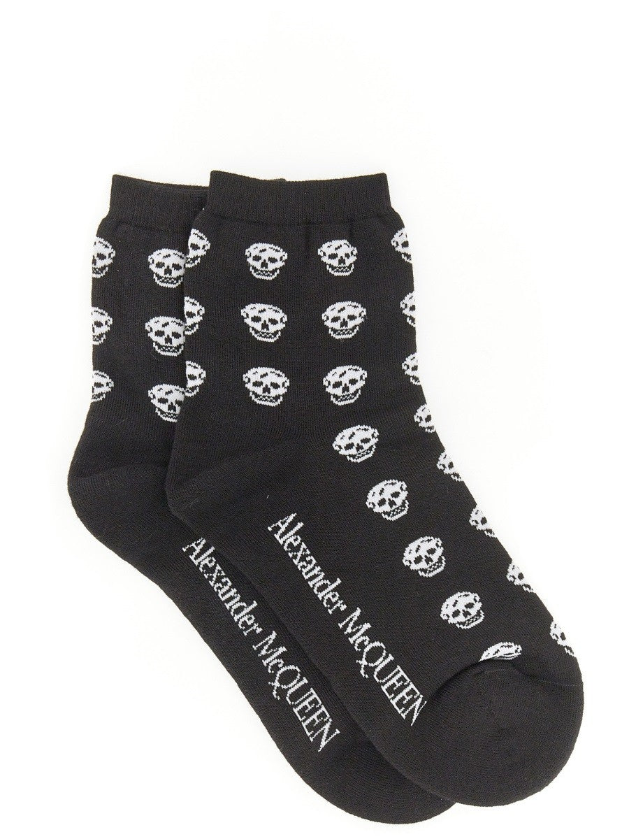 Alexander Mcqueen Alexander McQueen Short Skull Socks – Black