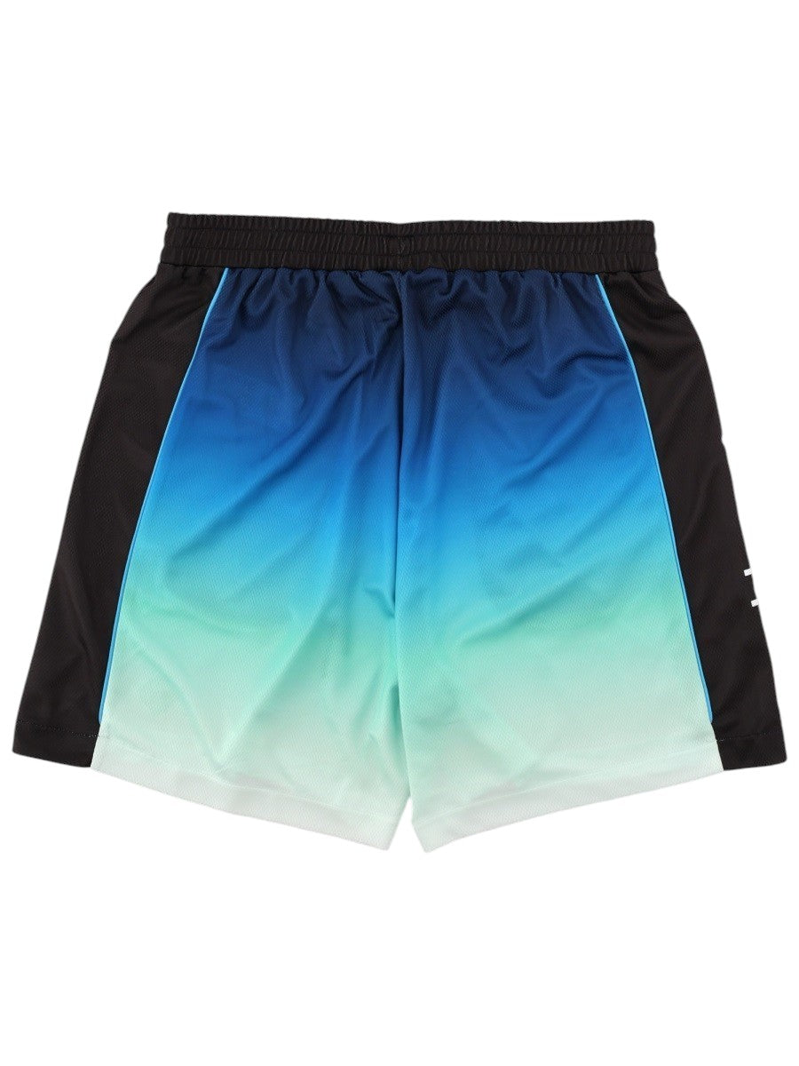 CASABLANCA - Football Sport Shorts with Logo and blue green gradient effect and black color