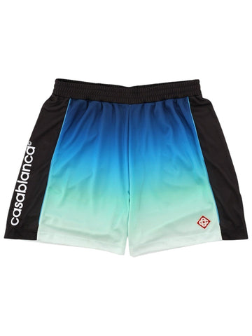 CASABLANCA - Football Sport Shorts with Logo and blue green gradient effect and black color