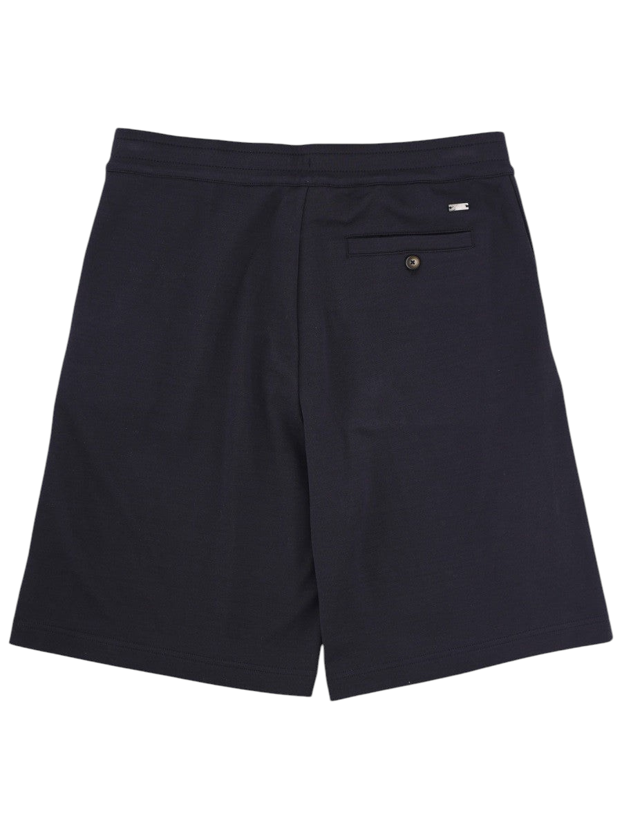Klosmo Herno navy blue cotton shorts with a button closure and side pockets, made in Portugal.