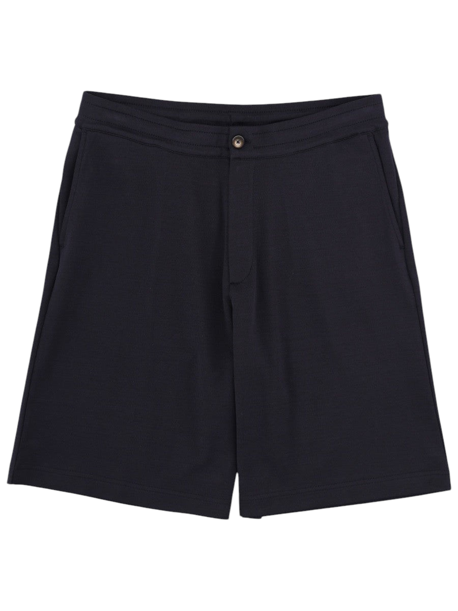 Klosmo Herno navy blue cotton shorts with a button closure and side pockets, made in Portugal.