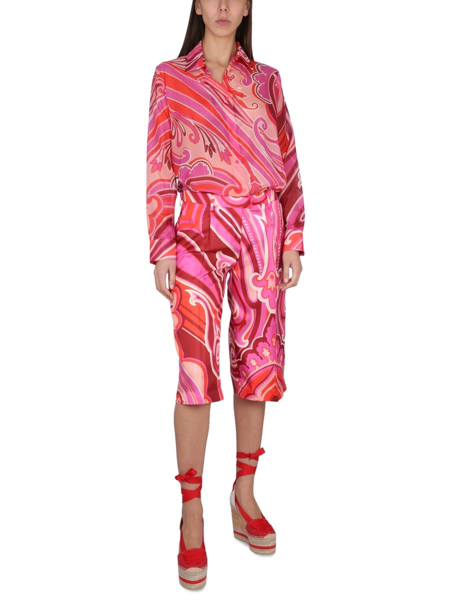 SILK AND COTTON BERMUDA SHORTS