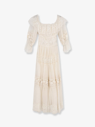 Dolce & Gabbana Silk blend dress with all-over floral embroidery