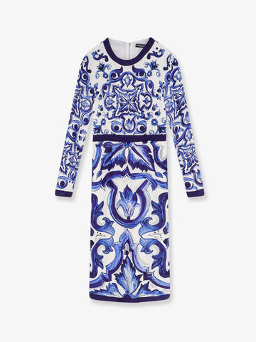 Dolce & Gabbana - Silk blend dress with Maiolica print