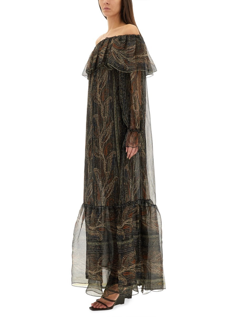 SILK LUREX CREPONNE DRESS