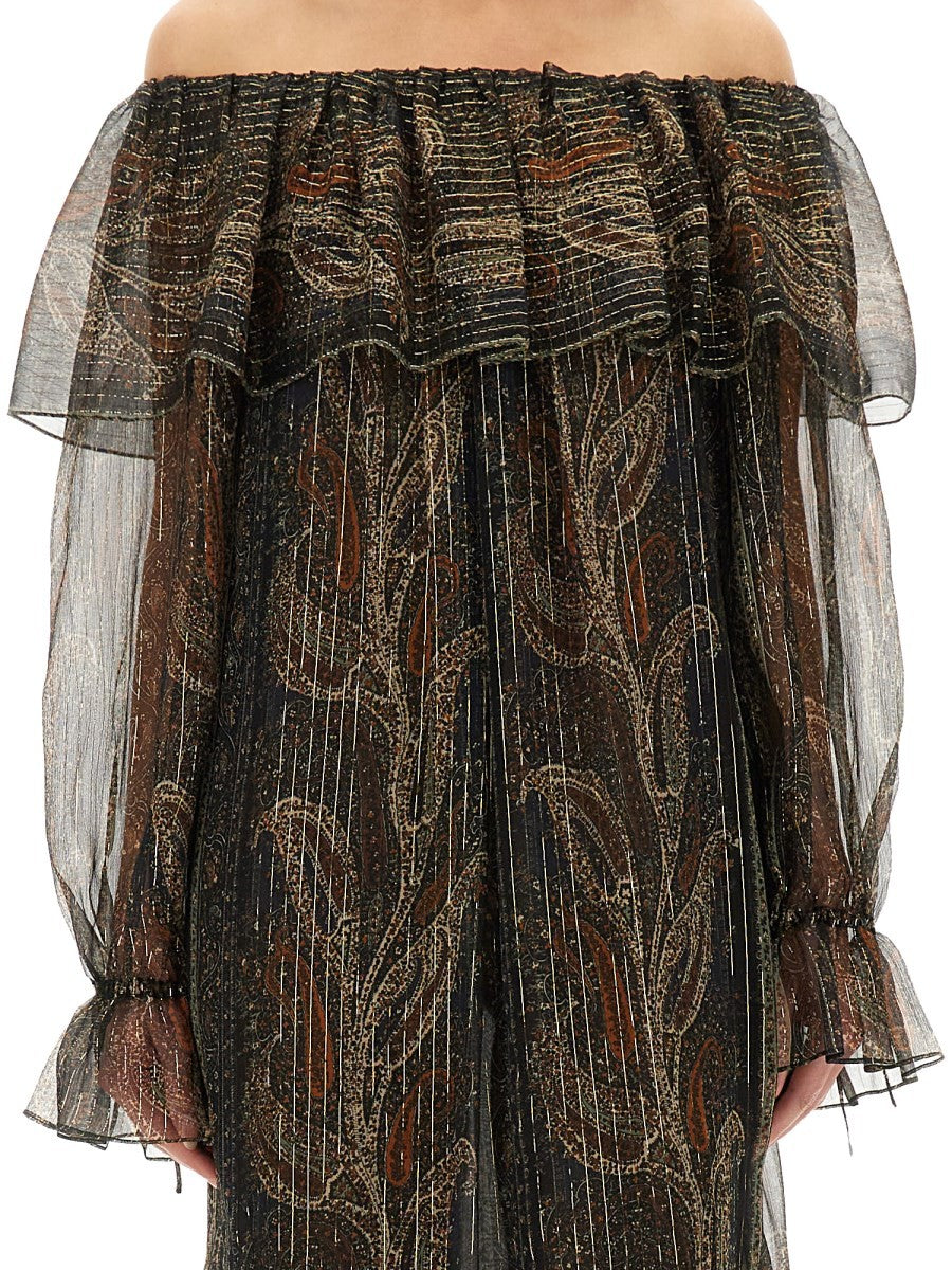 SILK LUREX CREPONNE DRESS