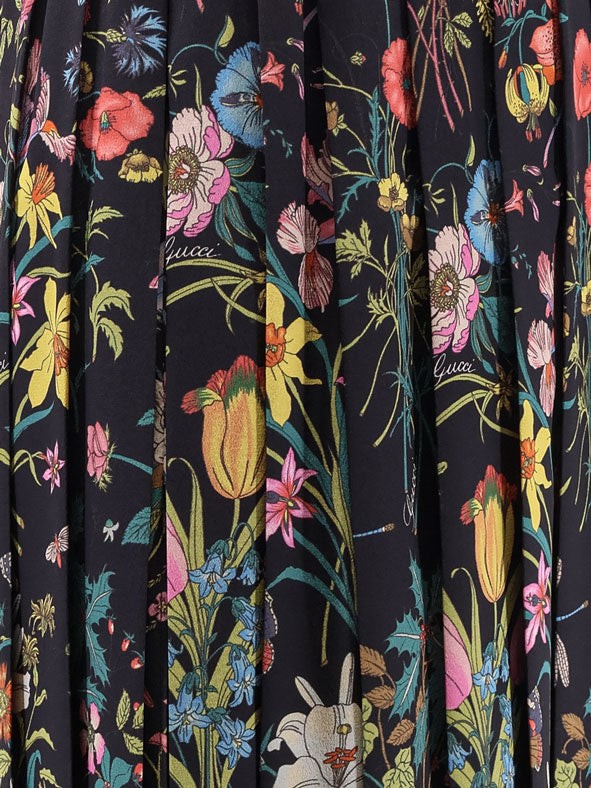 Gucci - Silk midi skirt with floral print