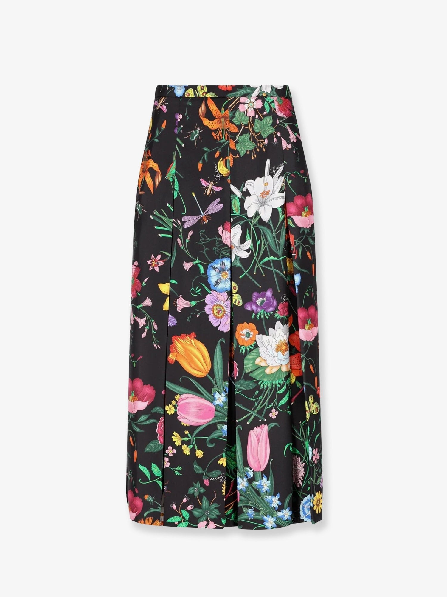 Silk midi skirt with Gucci Flora print silk-midi-skirt-with-gucci-flora-print