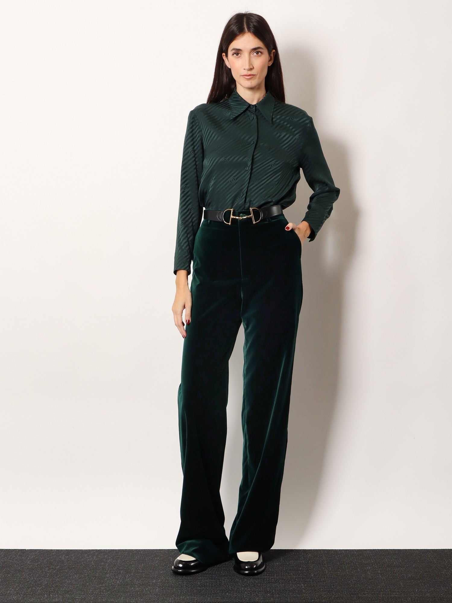 Silk shirt with diagonal motif