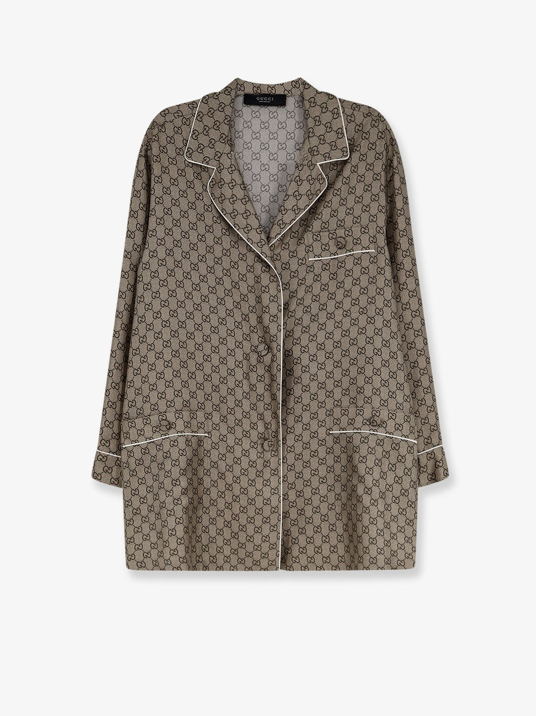 Gucci - Silk shirt with GG print BEIGEEBONYMC