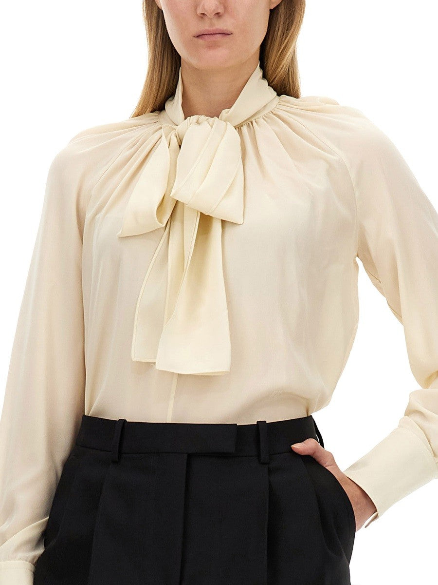 SILK SHIRT WITH LAVALLIÉRE COLLAR