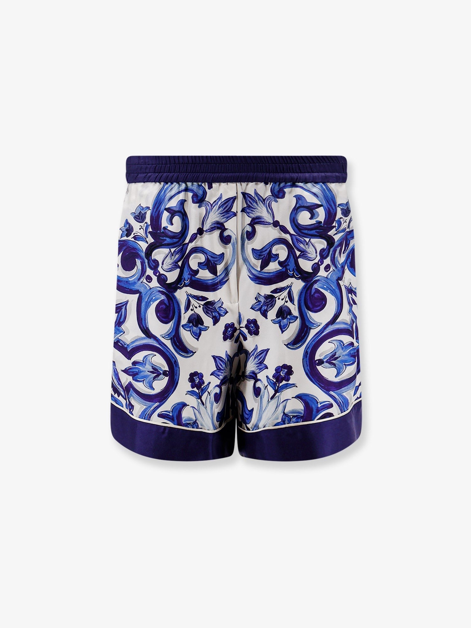 Dolce & Gabbana Silk shorts with Maiolica print