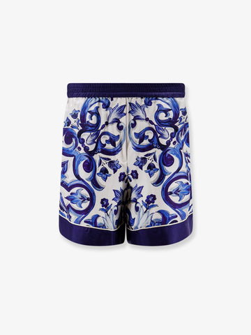 Dolce & Gabbana Silk shorts with Maiolica print
