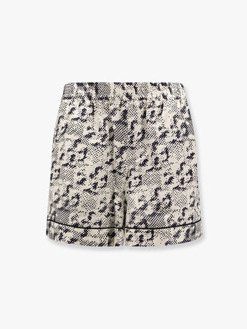 Silk shorts with pixelated logo print
