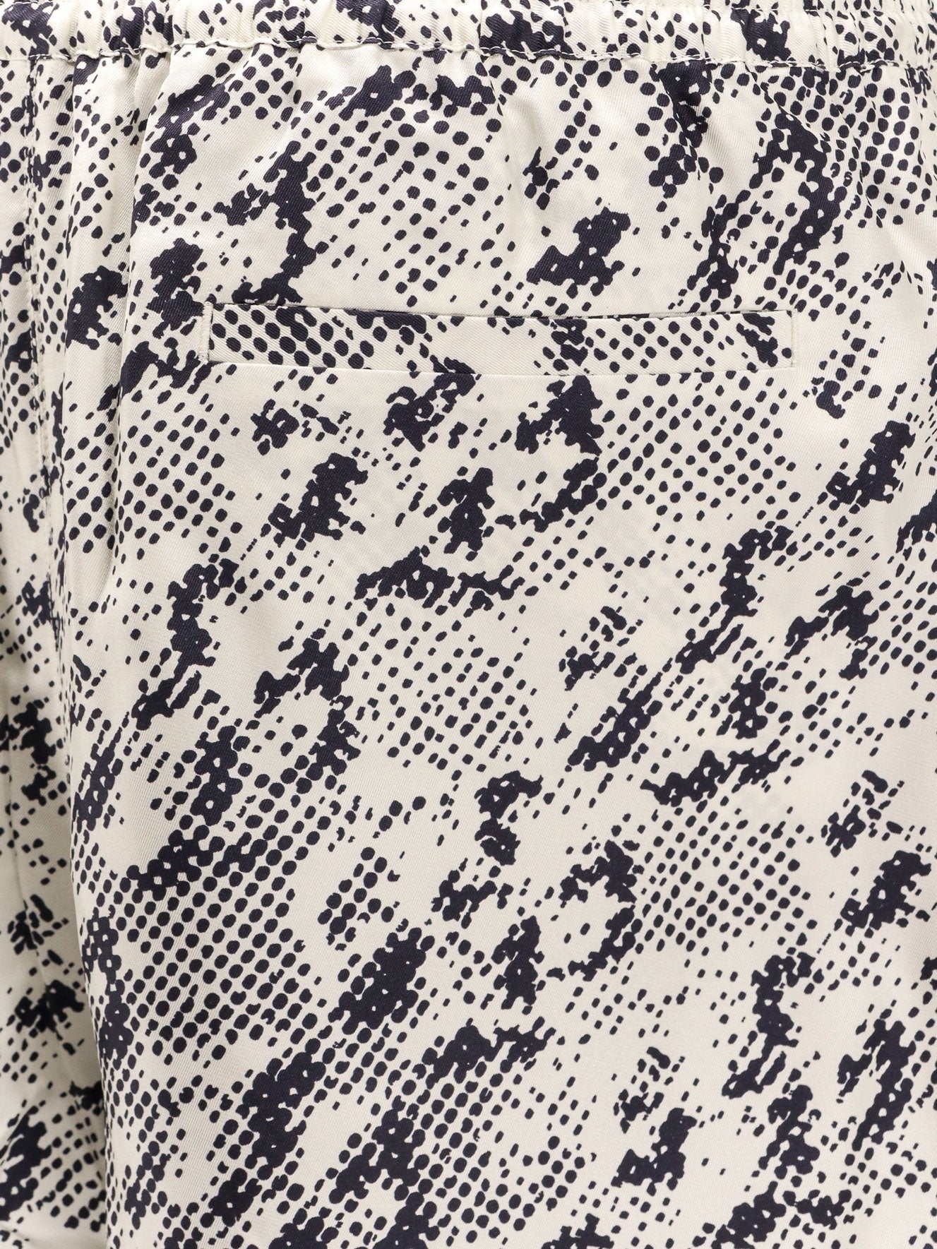 Silk shorts with pixelated logo print