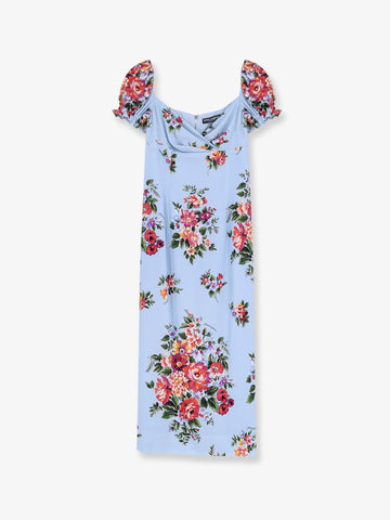 Dolce & Gabbana Silk stretch dress with Mazzo di Fiori print