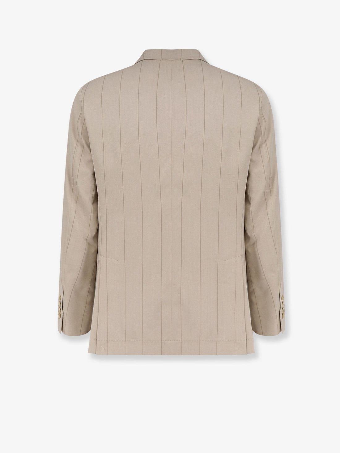 Silk suit with pinstripe motif