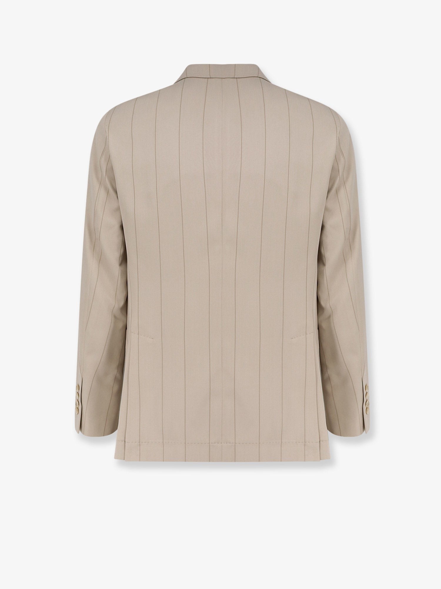 Silk suit with pinstripe motif