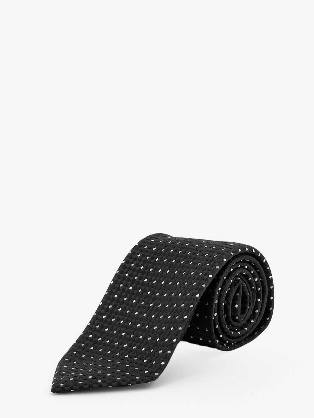 TOM FORD - Silk tie with geometric pattern Black UNI