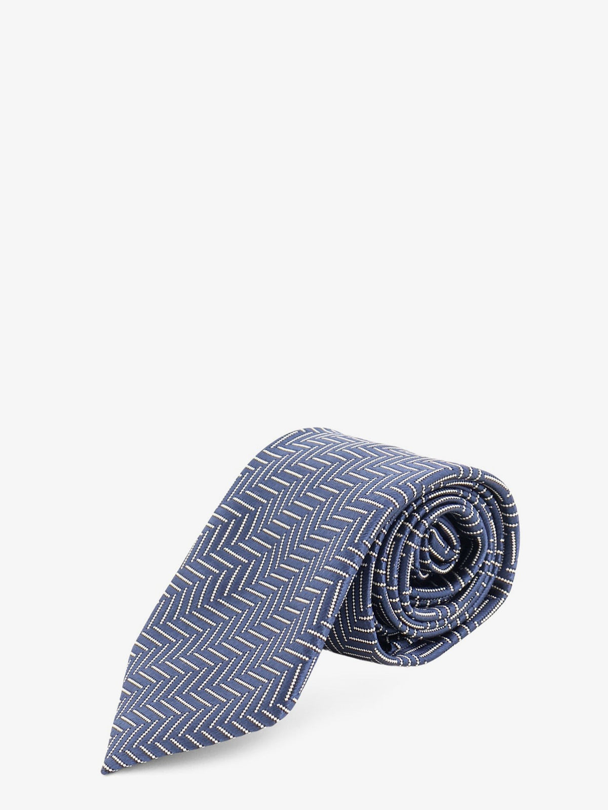 TOM FORD - Silk tie with geometric pattern PETROLBLUE UNI