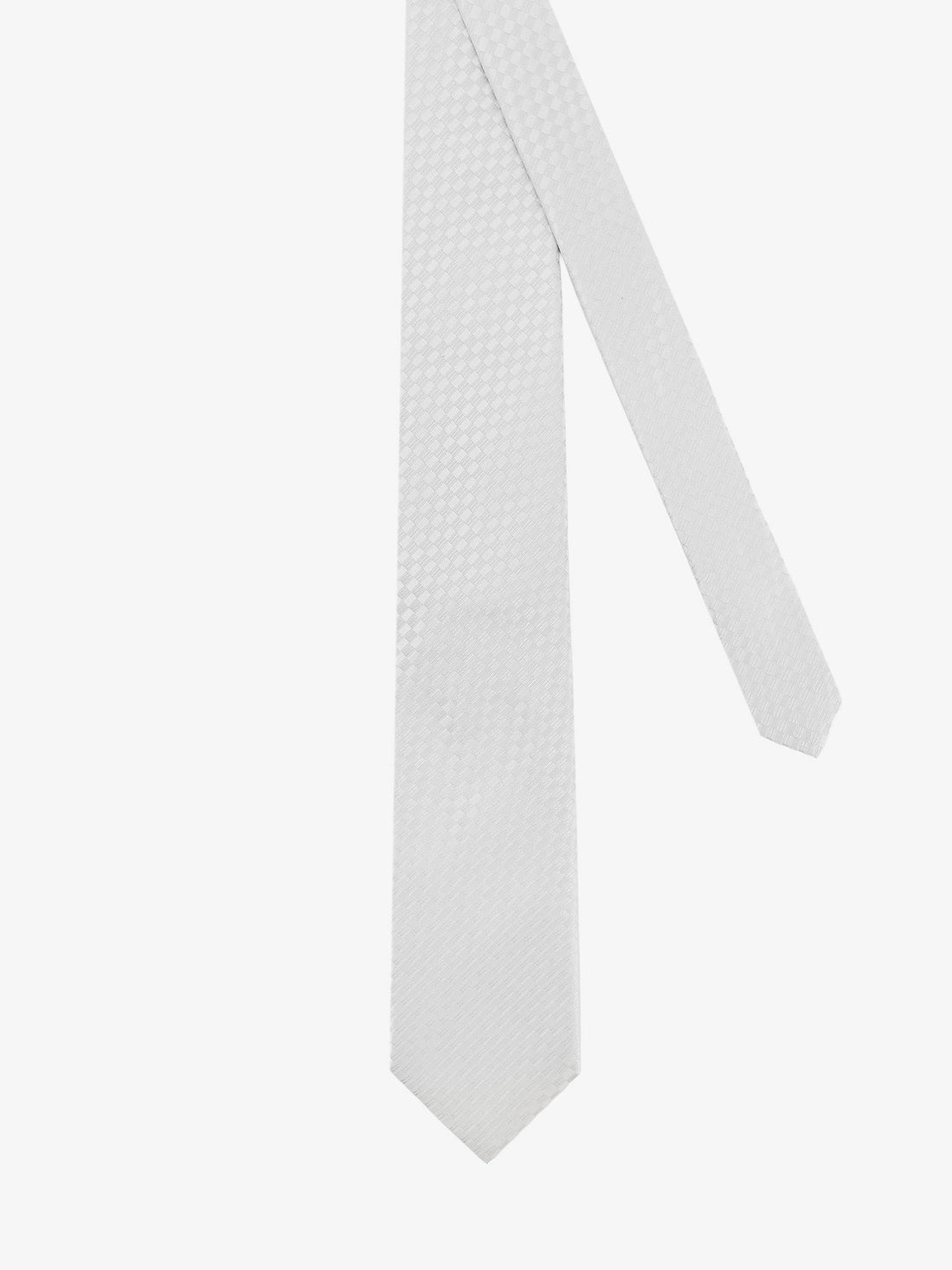 TOM FORD - Silk tie with geometric pattern Silver UNI