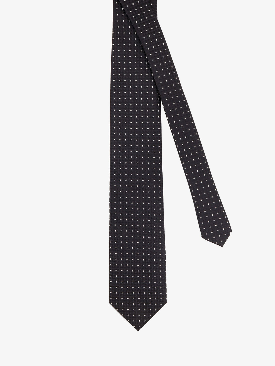 TOM FORD - Silk tie with geometric pattern MARINEBLUE UNI