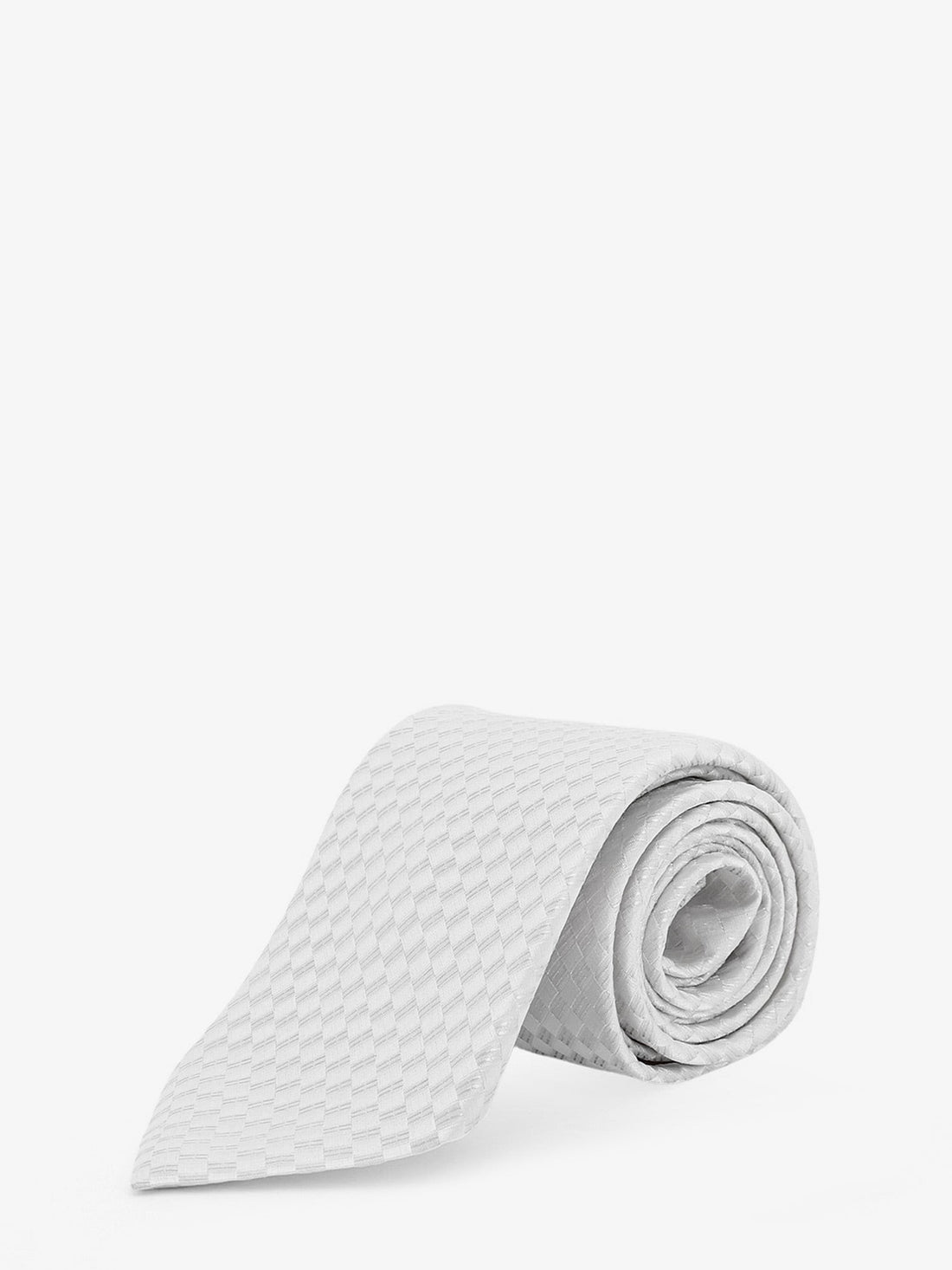 TOM FORD - Silk tie with geometric pattern Silver UNI