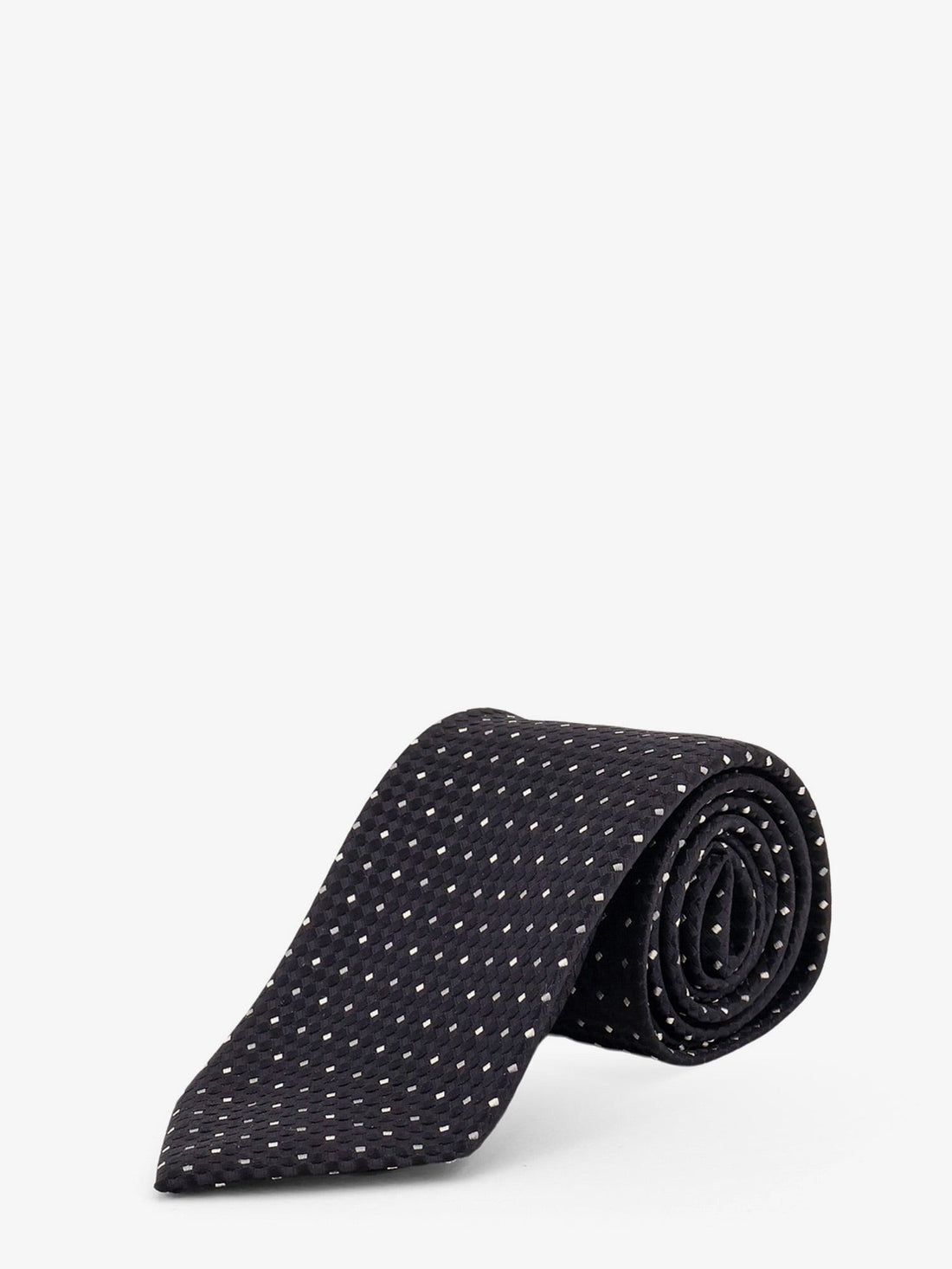 TOM FORD - Silk tie with geometric pattern MARINEBLUE UNI