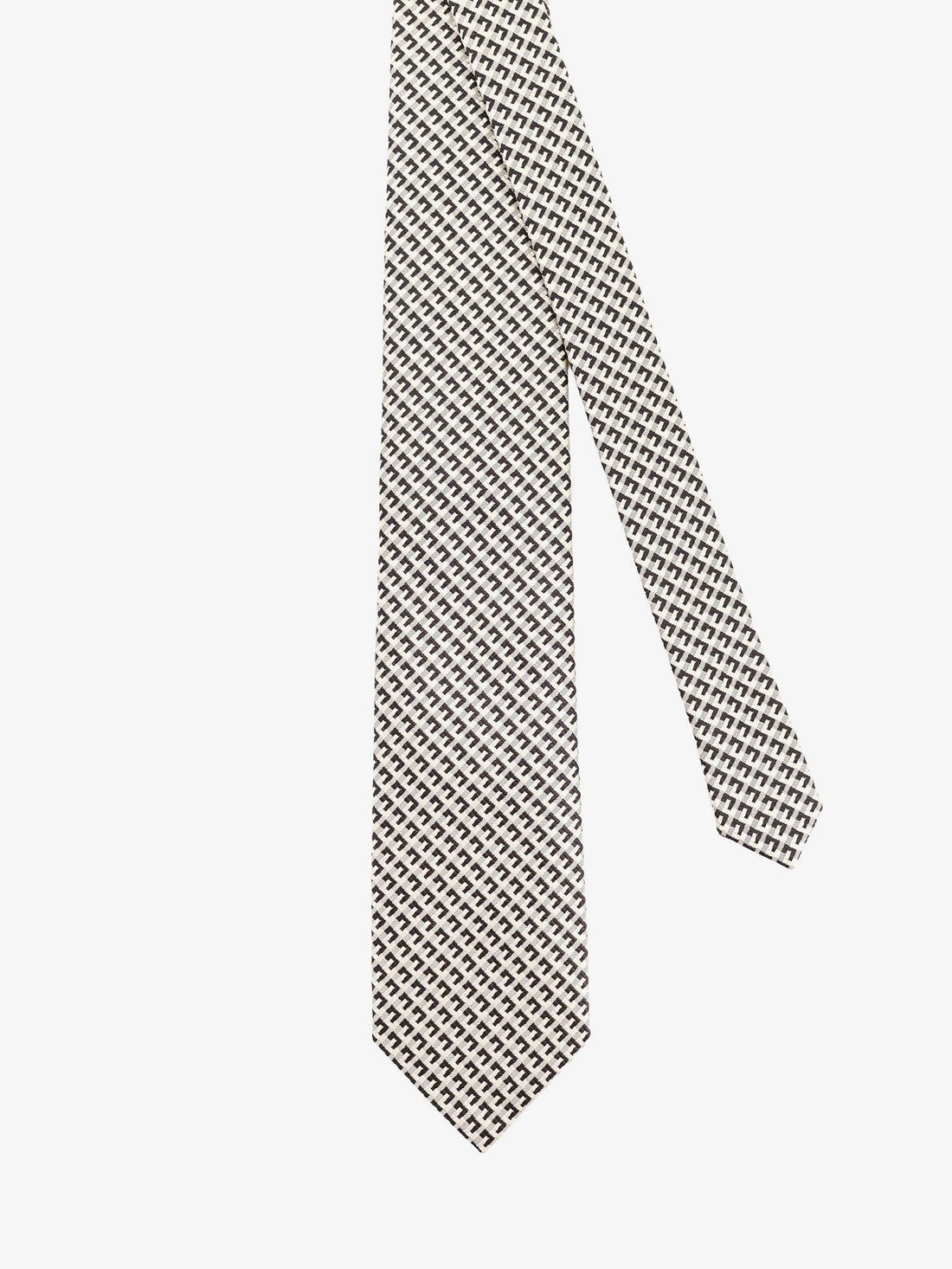 TOM FORD - Silk tie with geometric pattern COMBOBLACK&IVORY UNI