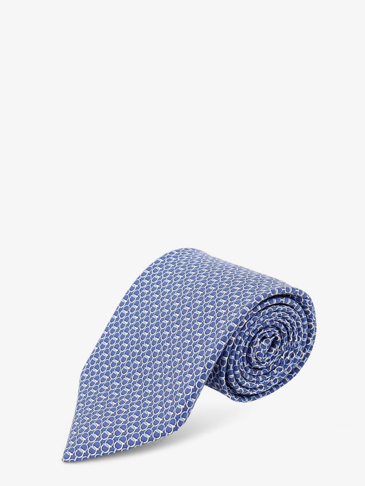 Ferragamo - Silk tie with Intreccio print Blu royal UNI
