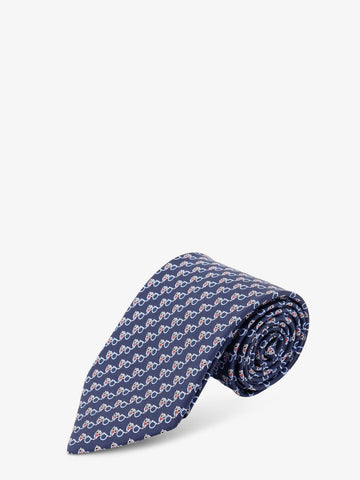 Ferragamo - Silk tie with Owl print Navy UNI