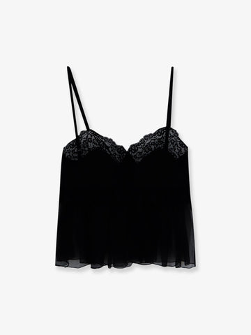 CHLOE' - Silk top with lace profiles